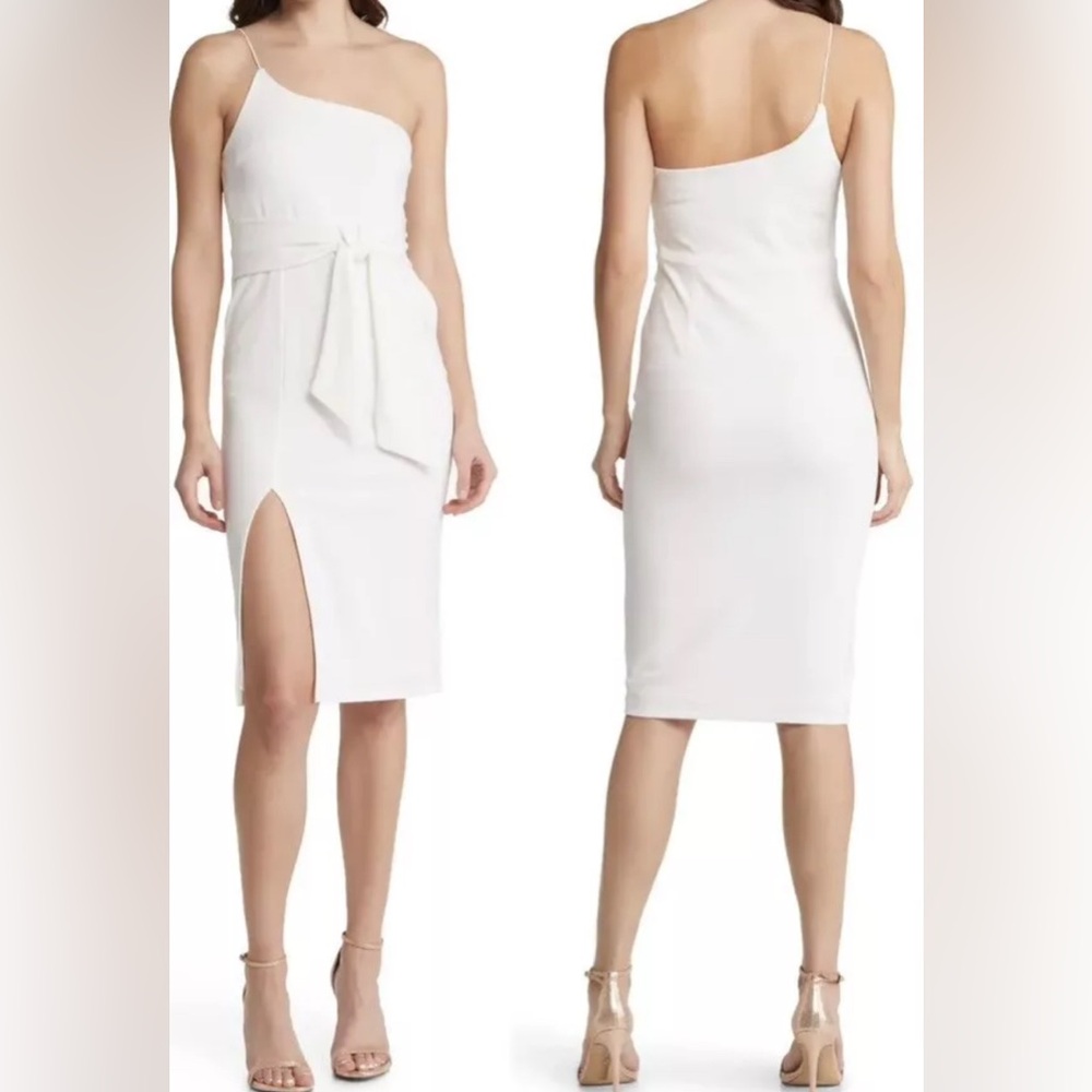 Olia off-white one shoulder lined dress size small NWT